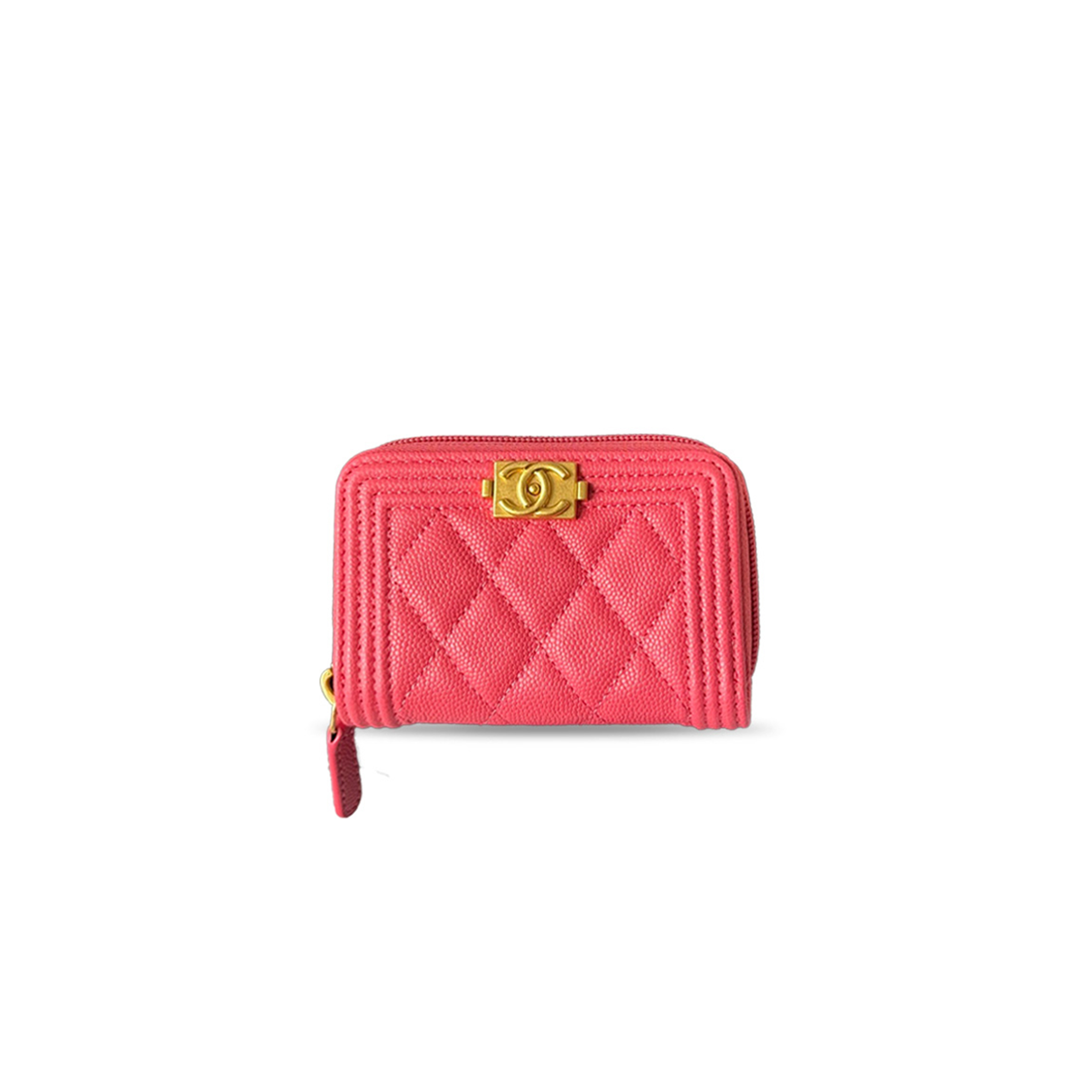 CHANEL CAVIAR QUILTED BOY ZIP AROUND COIN PURSE WALLET A80602 (11*7.5*2cm)